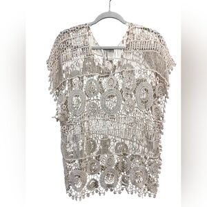 Forgotten Grace Boho Crochet Lace Top Cover-up Size XL